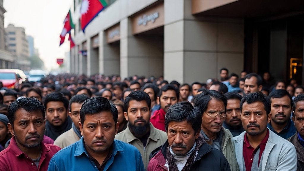 Dubai ma nepali haru दुबईस्थित नेपाली दूतावासको अगाडि नेपालीहरू