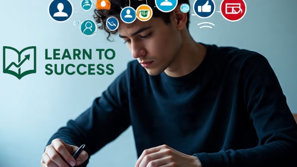 Person thinking with skill icons around head - freelancing tips for beginners