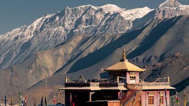 Muktinath Temple with Himalayan backdrop